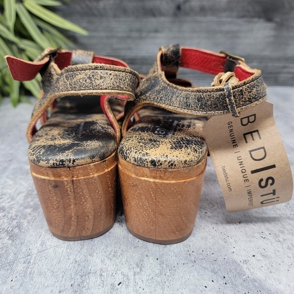 NWT Bed Stu | Fabiola Platform Wedge Sandals in Black Lux Size 7.5 - Picture 7 of 13